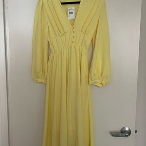 Yellow V-Neck Maxi Dress